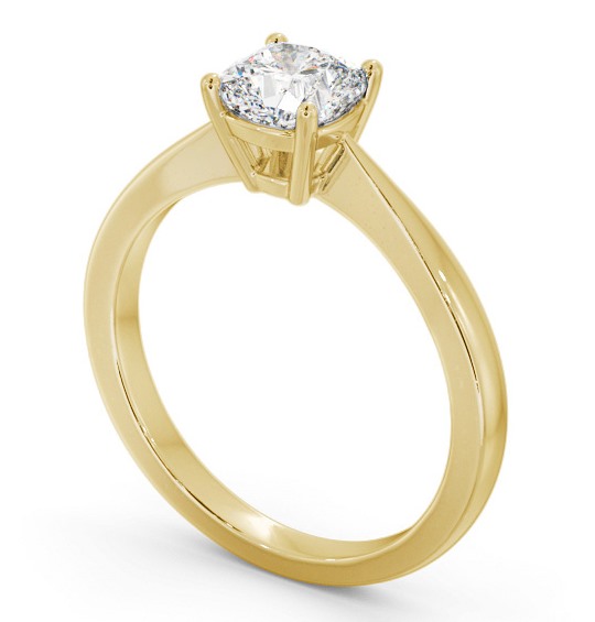 Cushion Diamond Tapered Band Engagement Ring 18K Yellow Gold Solitaire ENCU27_YG_THUMB1 