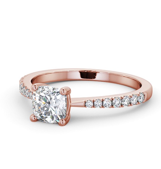  Cushion Diamond Engagement Ring 9K Rose Gold Solitaire With Side Stones - Radlete ENCU27S_RG_THUMB2 