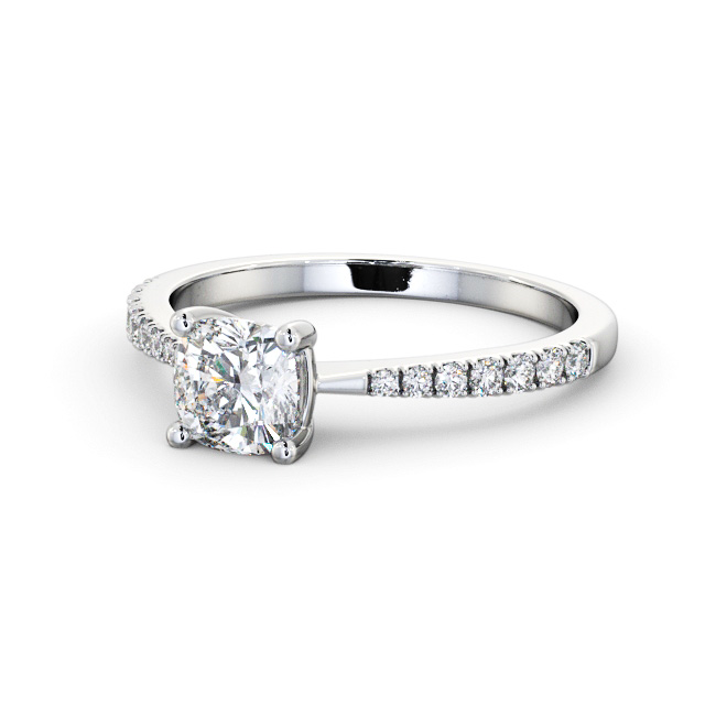 Cushion Diamond Engagement Ring Palladium Solitaire With Side Stones - Radlete ENCU27S_WG_FLAT
