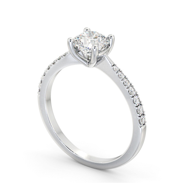 Cushion Diamond Engagement Ring Platinum Solitaire With Side Stones - Radlete ENCU27S_WG_SIDE