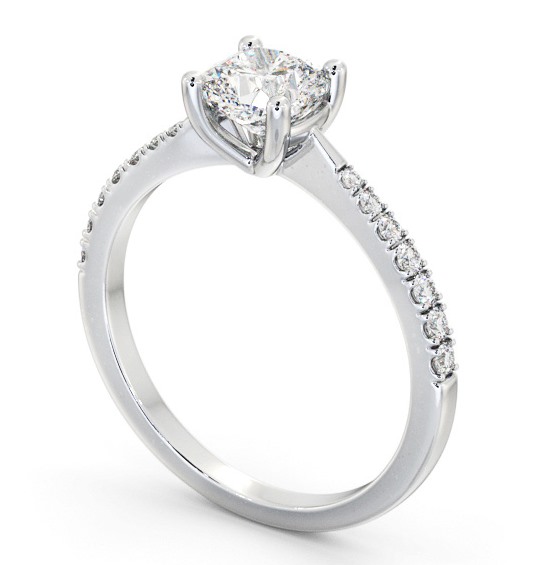 Cushion Diamond Ring 18K White Gold Solitaire Side Stones - Irene ...