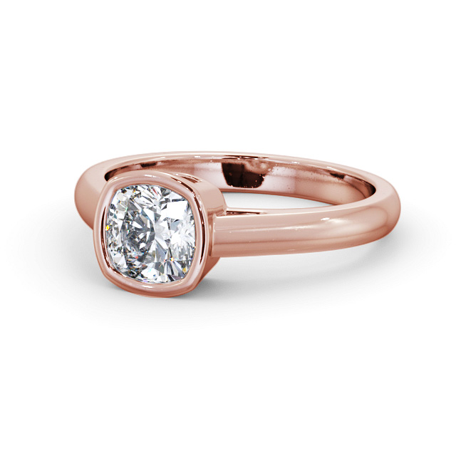 Cushion Diamond Engagement Ring 9K Rose Gold Solitaire - Gleaston ENCU28_RG_FLAT