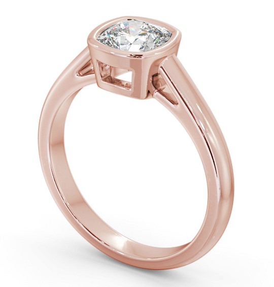 Cushion Diamond Bezel Setting Engagement Ring 18K Rose Gold Solitaire ENCU28_RG_THUMB1