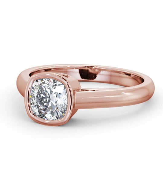 Cushion Diamond Bezel Setting Engagement Ring 18K Rose Gold Solitaire ENCU28_RG_THUMB2 