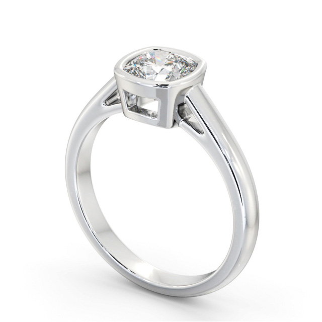 Cushion Diamond Engagement Ring 18K White Gold Solitaire - Gleaston ENCU28_WG_SIDE