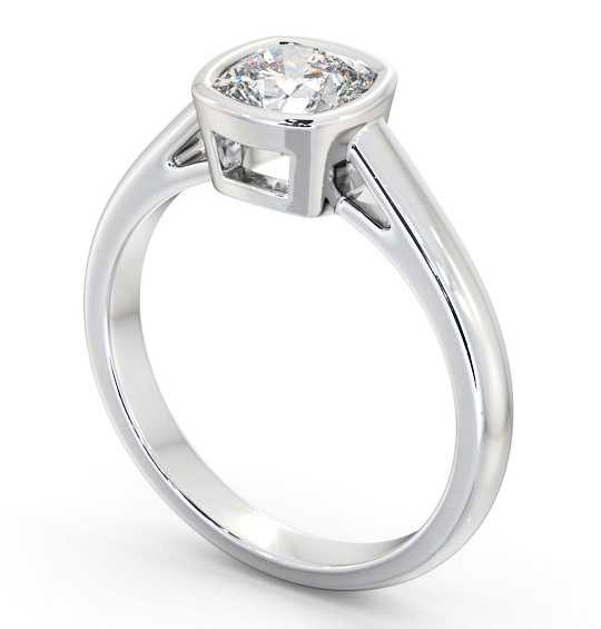 Cushion Diamond Bezel Setting Engagement Ring Platinum Solitaire ENCU28_WG_THUMB1 