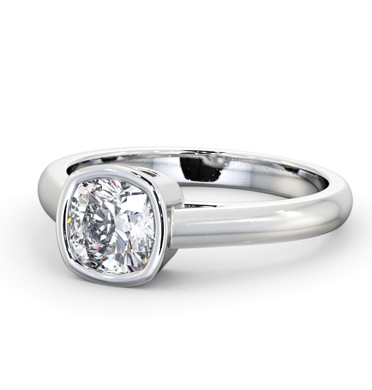 Cushion Diamond Bezel Setting Engagement Ring Platinum Solitaire ENCU28_WG_THUMB2 