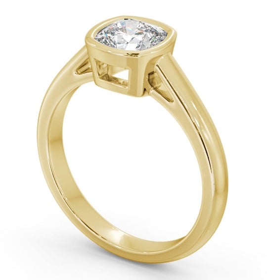 Cushion Diamond Bezel Setting Engagement Ring 18K Yellow Gold Solitaire ENCU28_YG_THUMB1