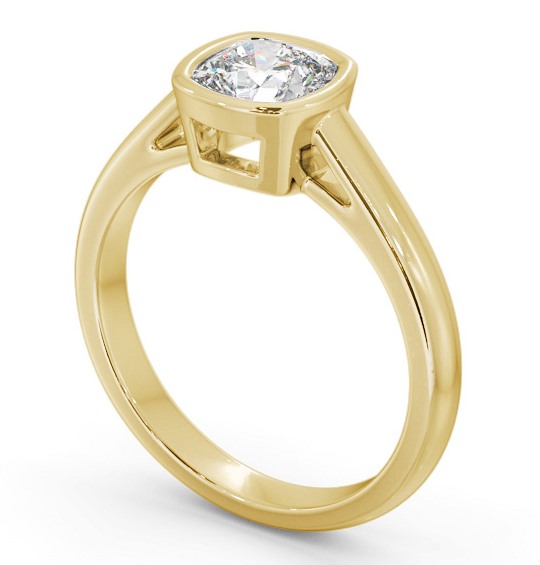 Cushion Diamond Bezel Setting Engagement Ring 9K Yellow Gold Solitaire ENCU28_YG_THUMB1