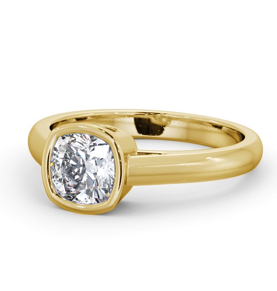 Cushion Diamond Bezel Setting Engagement Ring 9K Yellow Gold Solitaire ENCU28_YG_THUMB2 