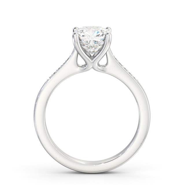 Cushion Diamond Engagement Ring Platinum Solitaire With Side Stones - Hemington ENCU28S_WG_UP