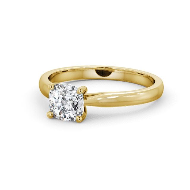 Cushion Diamond Engagement Ring 9K Yellow Gold Solitaire - Ebdon ENCU2_YG_FLAT