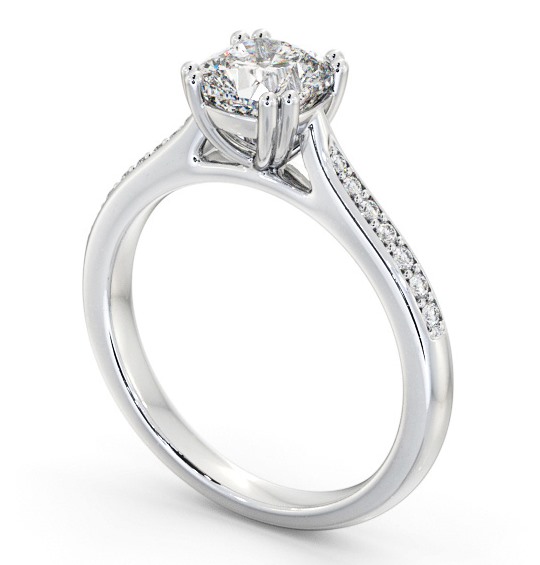 Cushion Diamond 8 Prong Engagement Ring 18K White Gold Solitaire with Channel Set Side Stones ENCU30S_WG_THUMB1 