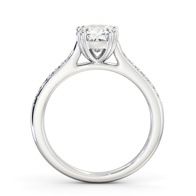 Cushion Diamond Engagement Ring Palladium Solitaire With Side Stones - Latifine ENCU30S_WG_UP