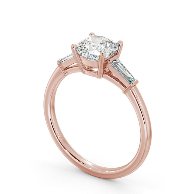 Cushion Diamond Engagement Ring 18K Rose Gold Solitaire With Side Stones - Clemons ENCU31S_RG_SIDE