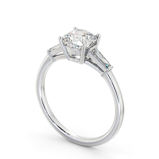 Cushion Diamond Engagement Ring Palladium Solitaire With Side Stones - Clemons ENCU31S_WG_SIDE
