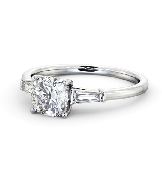  Cushion Diamond Engagement Ring 18K White Gold Solitaire With Side Stones - Clemons ENCU31S_WG_THUMB2 