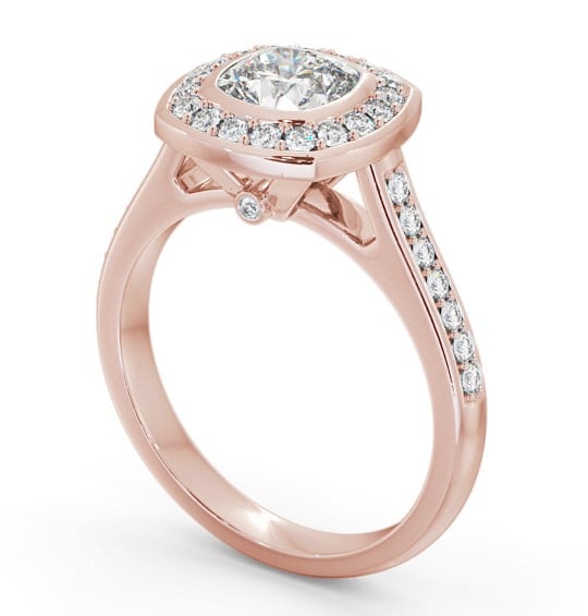  Halo Cushion Diamond Engagement Ring 18K Rose Gold - Farlam ENCU32_RG_THUMB1 