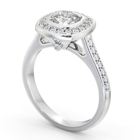 Halo Cushion Diamond Flush with Channel Setting Engagement Ring 9K White Gold ENCU32_WG_THUMB1