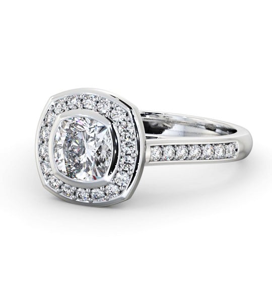  Halo Cushion Diamond Engagement Ring 18K White Gold - Farlam ENCU32_WG_THUMB2 