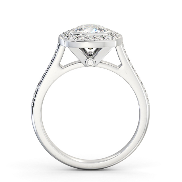 Halo Cushion Diamond Engagement Ring 18K White Gold - Farlam ENCU32_WG_UP