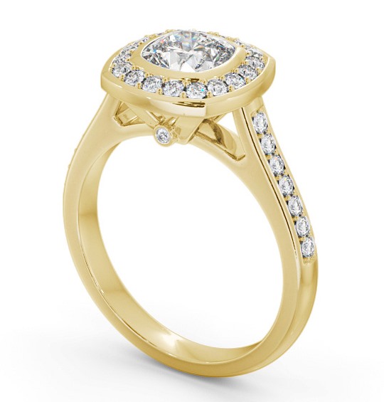  Halo Cushion Diamond Engagement Ring 18K Yellow Gold - Farlam ENCU32_YG_THUMB1 