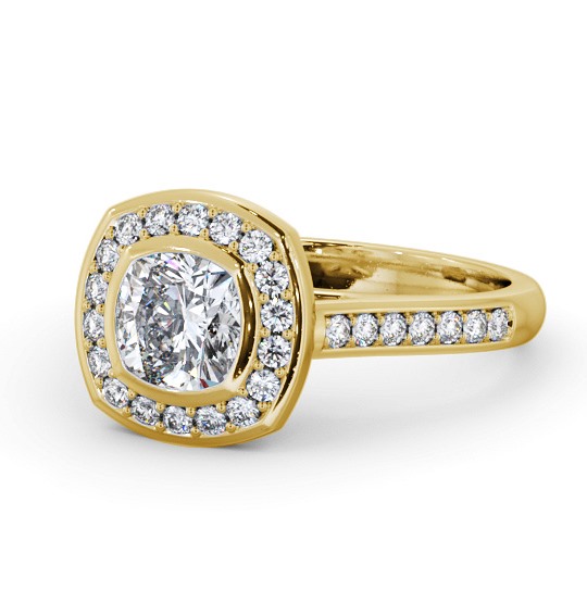  Halo Cushion Diamond Engagement Ring 18K Yellow Gold - Farlam ENCU32_YG_THUMB2 