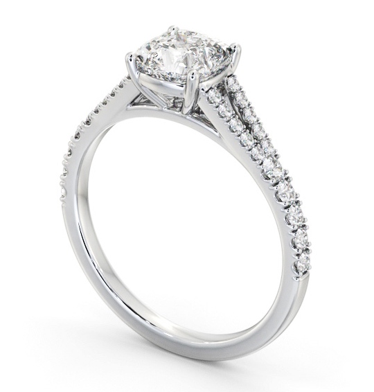 Cushion Diamond Split Band Engagement Ring Palladium Solitaire with Channel Set Side Stones ENCU32S_WG_THUMB1