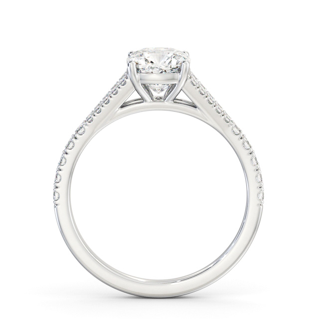 Cushion Diamond Engagement Ring Platinum Solitaire With Side Stones - Bramble ENCU32S_WG_UP
