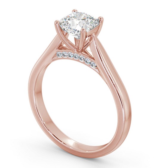 Cushion Diamond Engagement Ring with Diamond Set Bridge 18K Rose Gold Solitaire ENCU33_RG_THUMB1