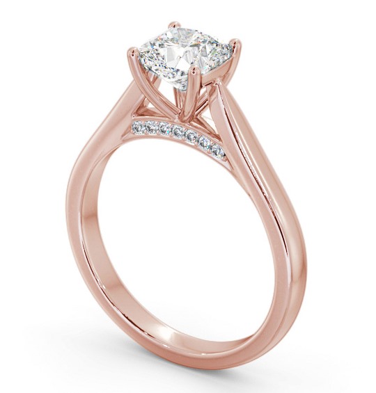 Cushion Diamond Engagement Ring with Diamond Set Bridge 18K Rose Gold Solitaire ENCU33_RG_THUMB1 