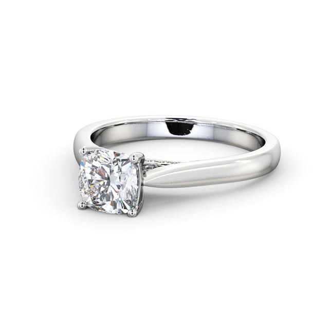 Cushion Diamond Engagement Ring 9K White Gold Solitaire - Fiorenza ENCU33_WG_FLAT