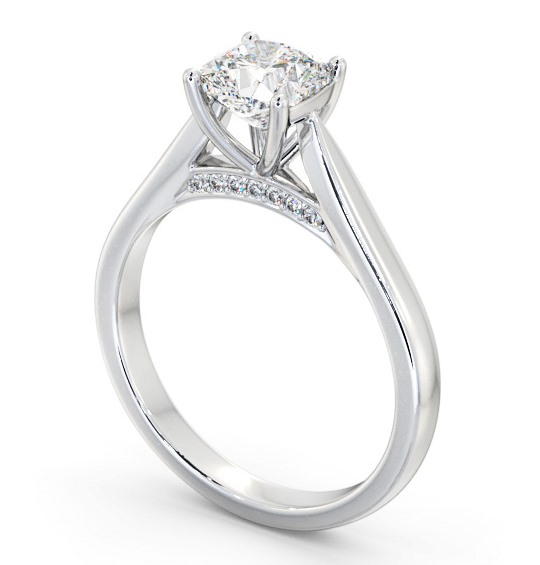 Cushion Diamond Engagement Ring with Diamond Set Bridge Platinum Solitaire ENCU33_WG_THUMB1 