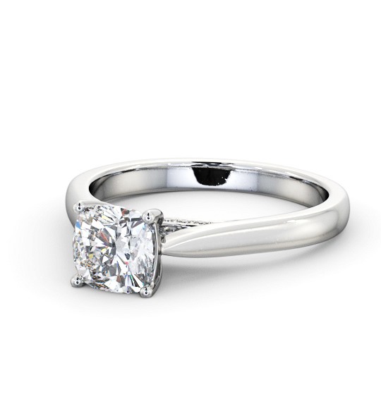 Cushion Diamond Engagement Ring with Diamond Set Bridge Platinum Solitaire ENCU33_WG_THUMB2 