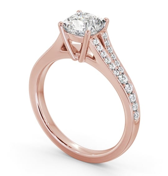 Cushion Diamond Split Channel Engagement Ring 9K Rose Gold Solitaire with Channel Set Side Stones ENCU33S_RG_THUMB1 