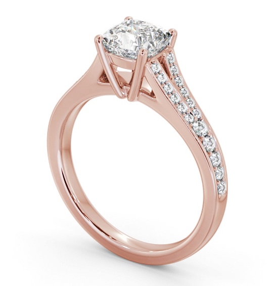 Cushion Diamond Split Channel Engagement Ring 9K Rose Gold Solitaire with Channel Set Side Stones ENCU33S_RG_THUMB1