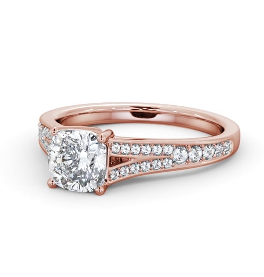 Cushion Diamond Split Channel Engagement Ring 9K Rose Gold Solitaire with Channel Set Side Stones ENCU33S_RG_THUMB2 