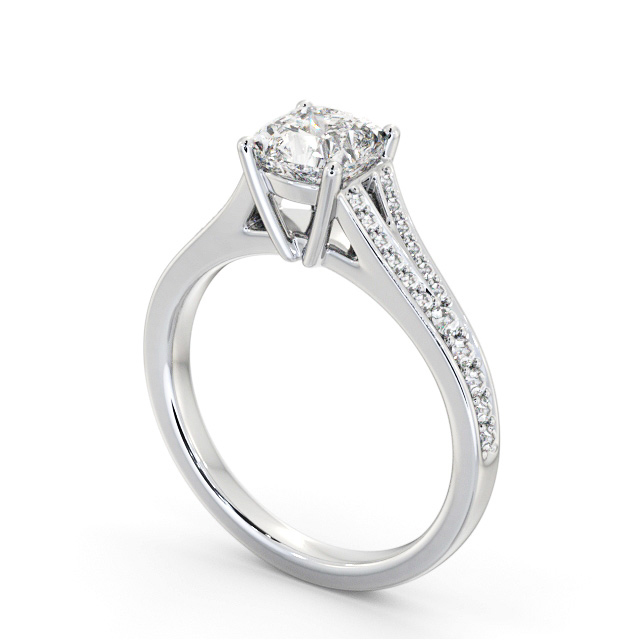 Cushion Diamond Engagement Ring Palladium Solitaire With Side Stones - Jayda ENCU33S_WG_SIDE