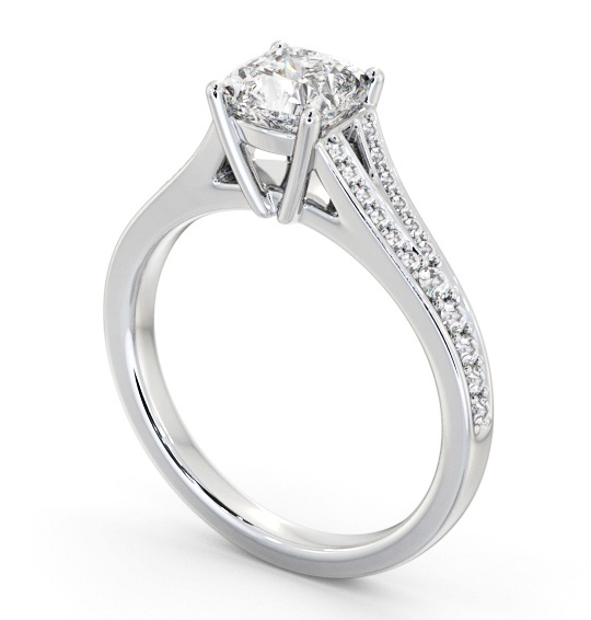  Cushion Diamond Engagement Ring Platinum Solitaire With Side Stones - Jayda ENCU33S_WG_THUMB1 