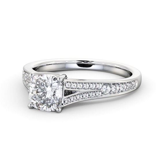  Cushion Diamond Engagement Ring Platinum Solitaire With Side Stones - Jayda ENCU33S_WG_THUMB2 