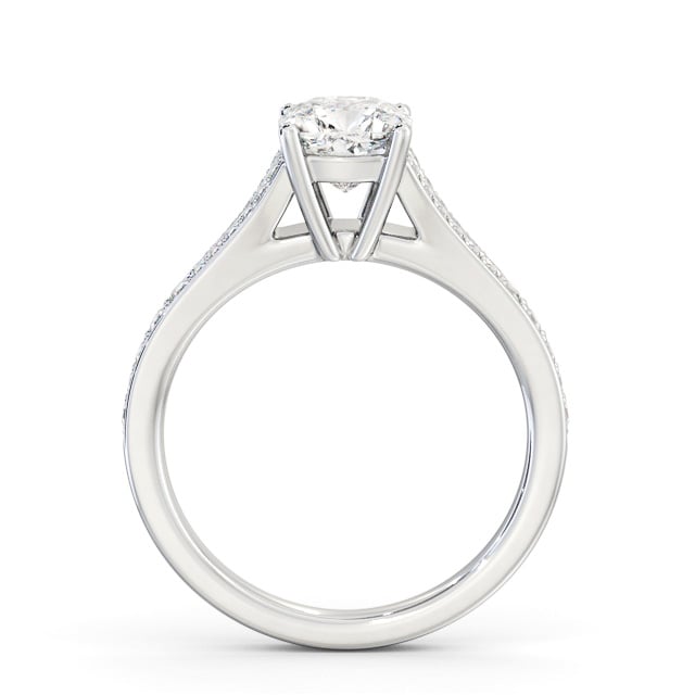 Cushion Diamond Engagement Ring Palladium Solitaire With Side Stones - Jayda ENCU33S_WG_UP