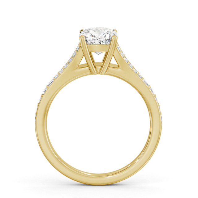 Cushion Diamond Engagement Ring 9K Yellow Gold Solitaire With Side Stones - Jayda ENCU33S_YG_UP