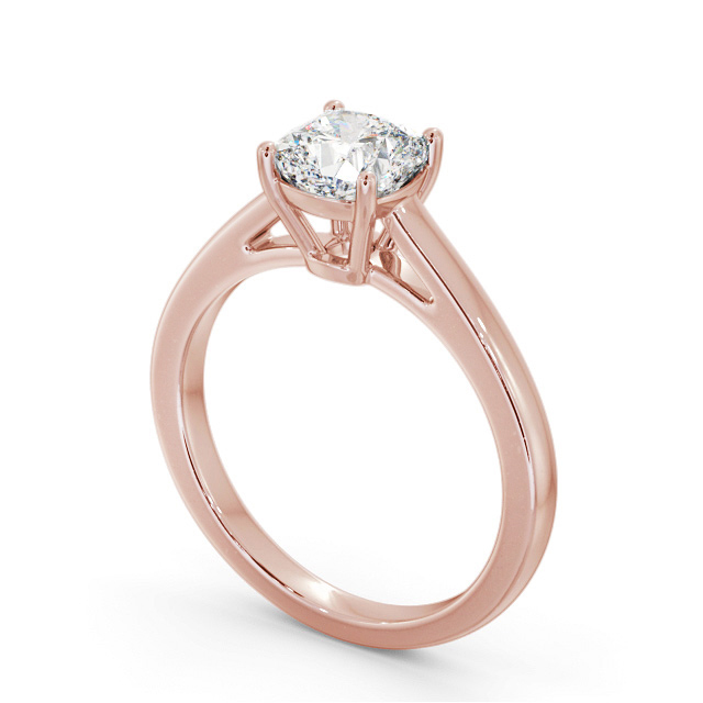 Cushion Diamond Engagement Ring 18K Rose Gold Solitaire - Braceby ENCU34_RG_SIDE