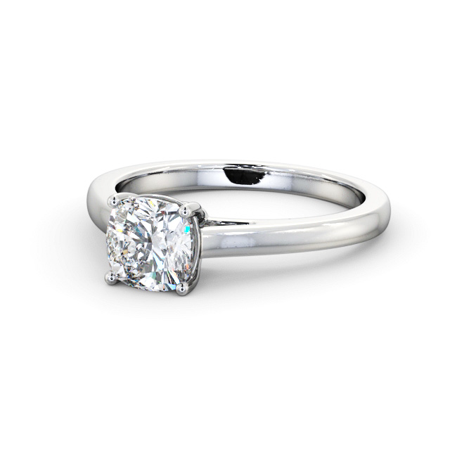Cushion Diamond Engagement Ring Platinum Solitaire - Braceby ENCU34_WG_FLAT