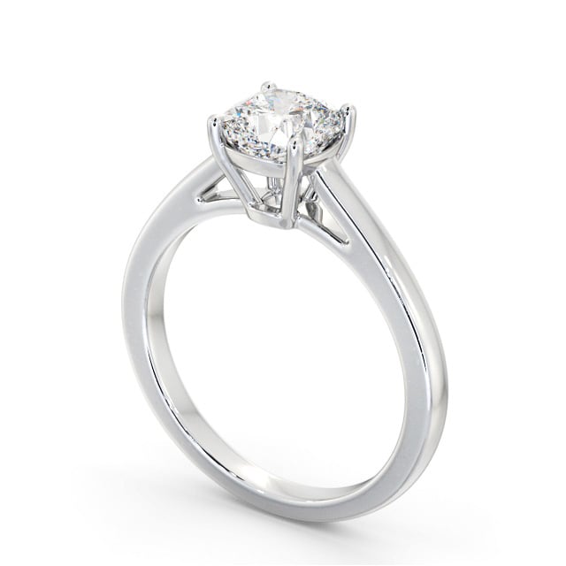 Cushion Diamond Engagement Ring Platinum Solitaire - Braceby ENCU34_WG_SIDE