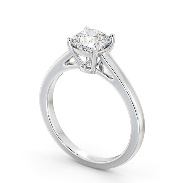 Cushion Diamond Engagement Ring 9K White Gold Solitaire - Braceby ENCU34_WG_SIDE