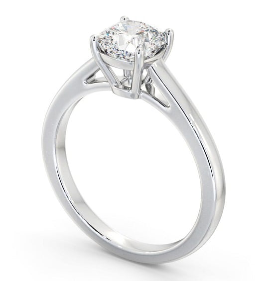 Cushion Diamond Box Style Setting Engagement Ring Platinum Solitaire ENCU34_WG_THUMB1