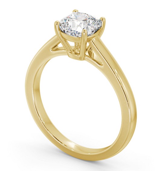 Cushion Diamond Box Style Setting Engagement Ring 18K Yellow Gold Solitaire ENCU34_YG_THUMB1