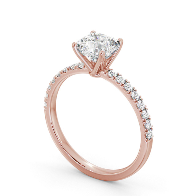 Cushion Diamond Engagement Ring 9K Rose Gold Solitaire With Side Stones - Wellow ENCU34S_RG_SIDE