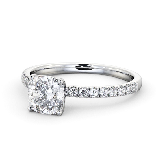Cushion Diamond 4 Prong Engagement Ring Palladium Solitaire with Channel Set Side Stones ENCU34S_WG_THUMB2 